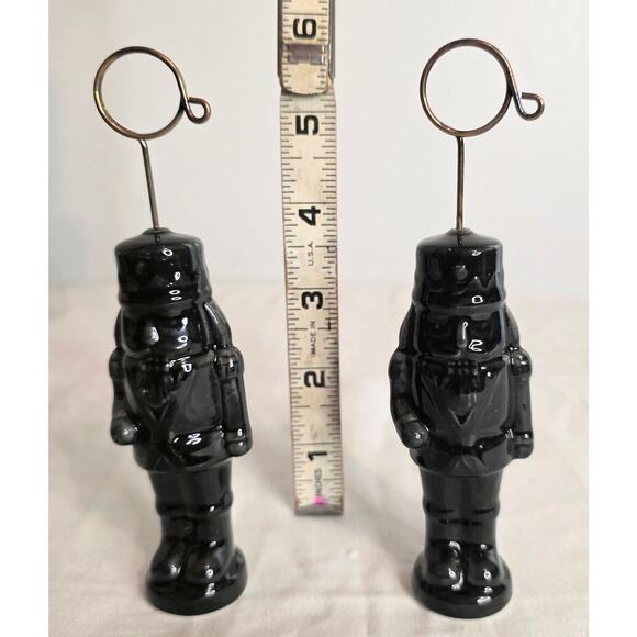 Set of 2 Allen + Roth Black Ceramic Nutcracker Place Card, Photo, Card Holder - Picture 4 of 4